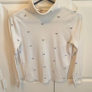White Cotton Turtleneck with Horses